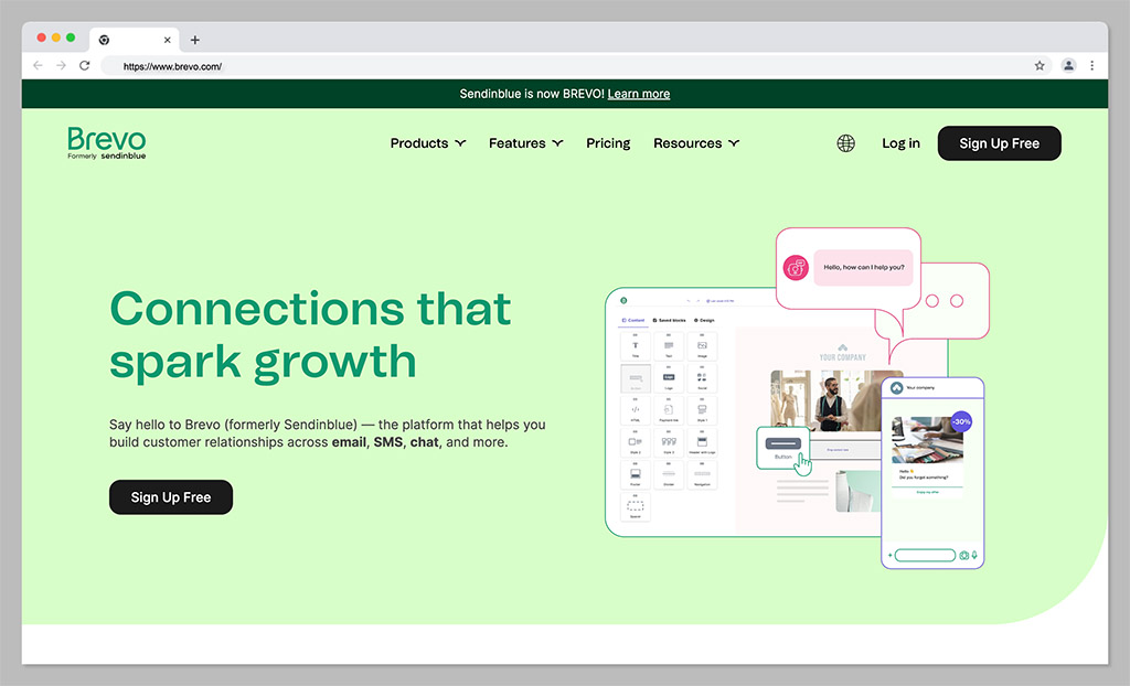 brevo formerly sendinblue review homepage