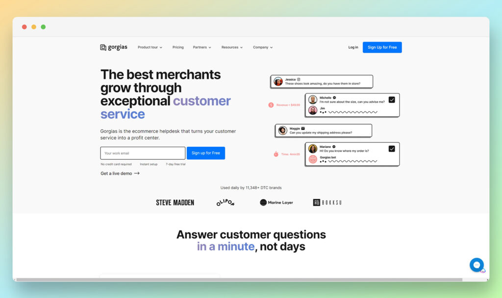 Gorgias - Best Live Chat Software for Ecommerce