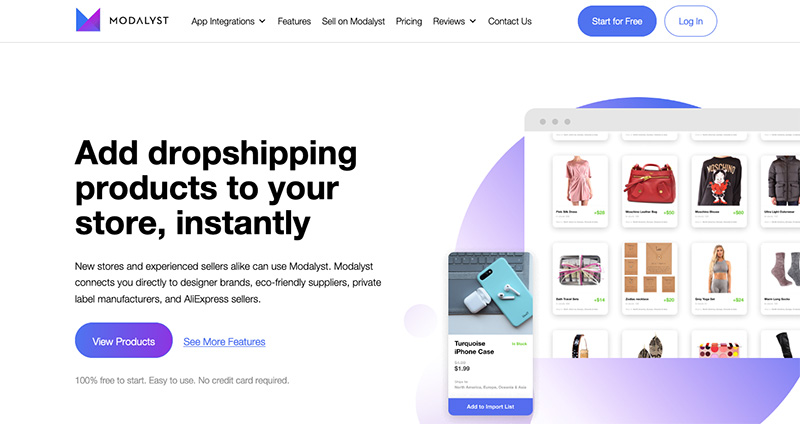 modalyst homepage - best print on demand companie