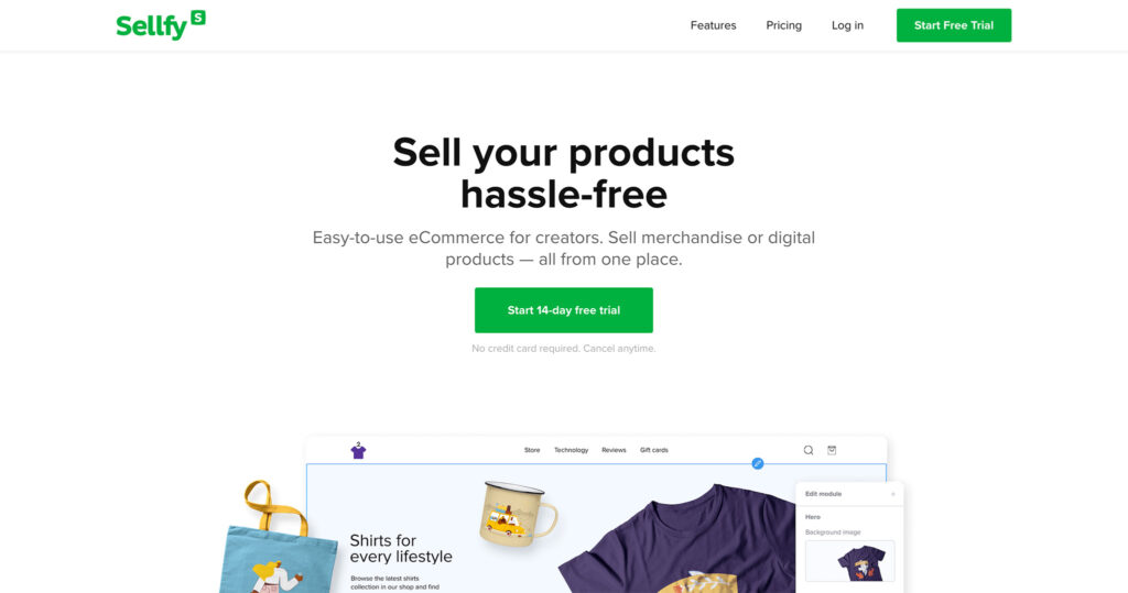 sellfy homepage