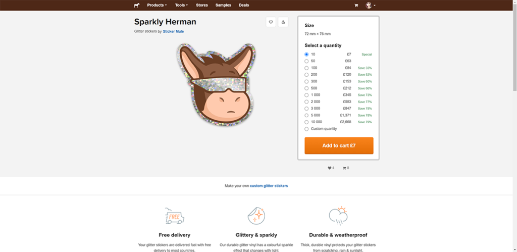 sticker mule pricing example